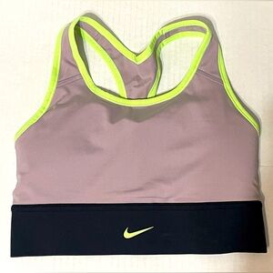 Nike Swoosh Medium-Support 1-Piece Padded Longline Sports Bra-SizeM-Plum Fog-EUC
